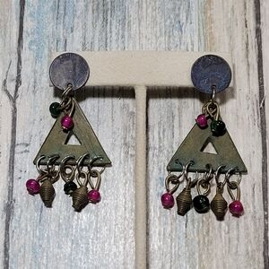 Tribal Brass and beads Earrings.